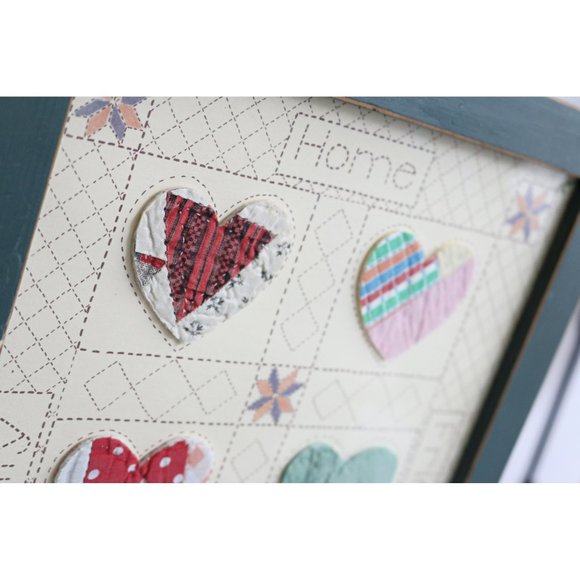 1980's Vintage Laura J. Conley 1986 Memory Quilt Framed Picture Cottage Country - Picture 3 of 6